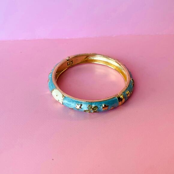 Vintage Green Enamel Kitty Cloisonné Bangle Size 5 - Picture 5 of 5